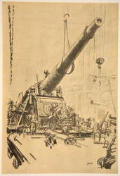 Montare un grande cannone, illustrazione da 
