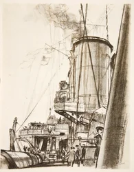 Su una nave da guerra: il ponte di poppa, illustrazione da 