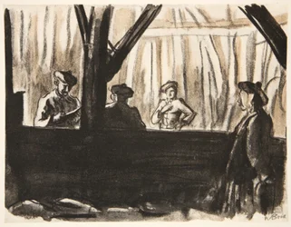 Soldati scozzesi in un fienile francese, illustrazione da 
