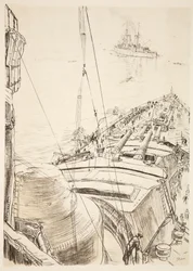 Il castello di prua di una nave da guerra: nel Forth, illustrazione da 