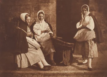 Signora Logan e due donne sconosciute, Newhaven, 1843-47, stampato c. 1916