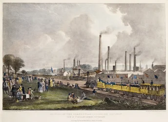 Veduta di St. Rollox guardando a sud-est; Apertura della Glasgow and Garnkirk Railway, 1832