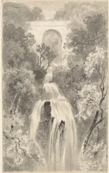 Veduta di una cascata (recto); Studio di paesaggio (verso)