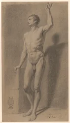 Nudo maschile in piedi; studio accademico