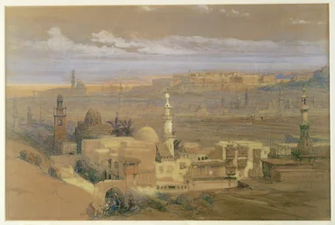 Veduta del Cairo (acquerello e gouache)