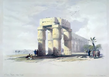 A Luxor, Tebe, Alto Egitto": litografia da acquerello di David Roberts (1796-1864), artista scozzese. Archeologia dell