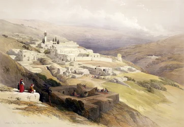 Convento di Terra Santa, Nazareth, 21 aprile 1839, tavola 30 dal volume I de «La Terra Santa», inciso da Louis Haghe (1806-85), pubblicato nel 1842