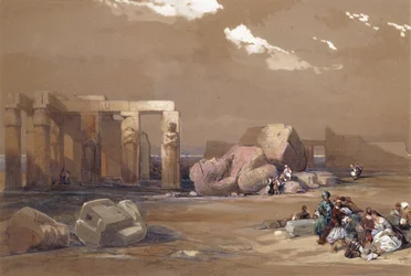 Frammenti dei grandi colossi al Memnonium, Tebe, 1838