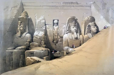 Elevazione frontale del Grande Tempio di Abu Simbel, Nubia, XIX secolo