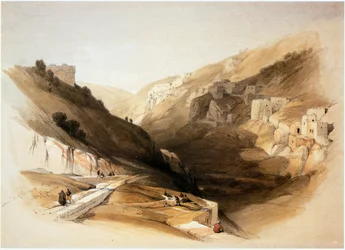 In Terra Santa: Gerusalemme, valle del Kidron, piscina inferiore di Siloah (incisione)