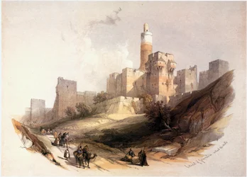 In Terra Santa: Gerusalemme, la Cittadella con la Torre di Davide (incisione)