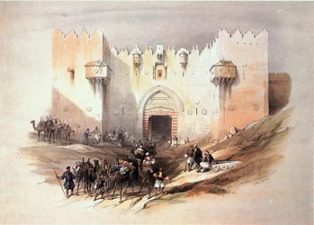In Terra Santa: Gerusalemme, la Porta di Damasco (incisione)