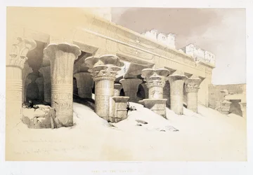 Parte del portico di Edfou - disegno di David Roberts il 23/11/1838 in "La Terra Santa", Londra 1849