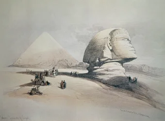 Sfinge a Giza. Litografia