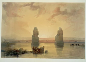 I colossi di Memnon a Tebe durante un