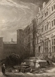 Il grande cortile di Heidelberg, inciso da H. Winkles, illustrazione da 
