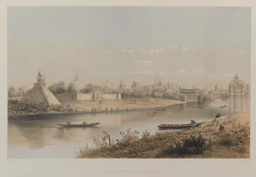 Vista del fiume con edifici