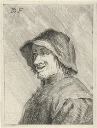 Contadino con cappello rivolto a sinistra
