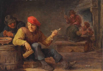 Boeri che bevono e fumano in una locanda