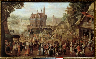 Kermesse ad Audenarde (Belgio). Festa davanti alla chiesa del villaggio