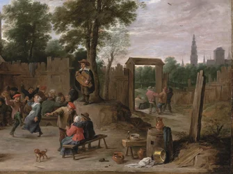 Una kermesse di paese vicino ad Anversa (olio su rame)