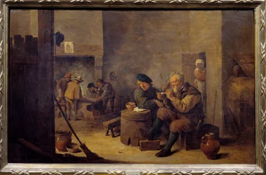 Fumare in un ostello. XVII secolo. Sole. 0,4 x 0,62 m. Madrid, Museo del Prado