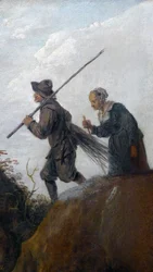 I boscaioli: (dettaglio) coppia di due vecchi contadini