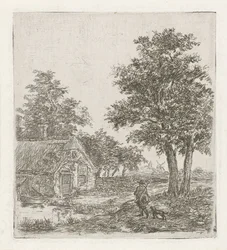 Cacciatore in un paesaggio