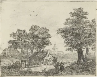 Paesaggio con passeggiatori