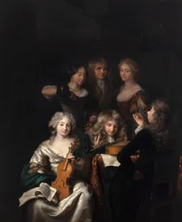 Una compagnia musicale, 1670-90 circa (olio su tela)