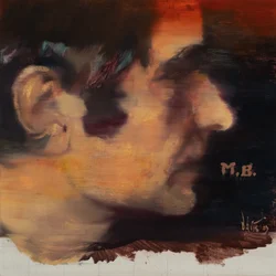 Marcel Broodthaers 18 (M.B.), 2023 (olio su lino)