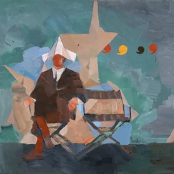 Marcel Broodthaers 25 (Quattro virgole), 2025 (olio su lino)