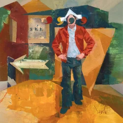 Robert Filliou 24, 2022 (olio su lino)