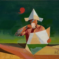 Robert Filliou 28 (Comma), 2023 (olio su lino)