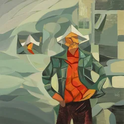 Robert Filliou 31, 2023 (olio su lino)