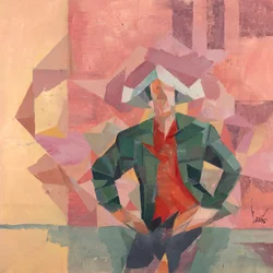 Robert Filliou 32, 2024 (olio su lino)