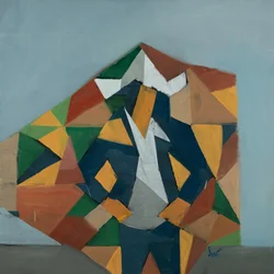 Robert Filliou 34, 2024 (olio su lino)