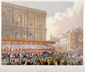 Processione reale che passa davanti alla cattedrale di St Paul, Londra