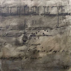 Caratteri astratti in stile calligrafico sbiadito