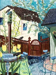 Corvo da cortile, 2022 (acrilico su tela)