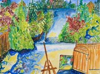 Vista del nuovo studio, 2023 (acquerello su carta)