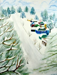 Village Snow, 2014, acrilico su tela