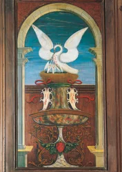 Fontana dipinta da Defendente Ferrari, sulla parte posteriore del coro del XVI secolo, Chiesa di San Girolamo, Biella