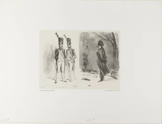 Foglio con Schizzo (Granatiere della Guardia, Napoleone in un Bivacco)