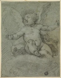 Putto seduto sulle nuvole