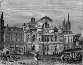 Vista esterna del Grand Theatre di Angers, completato nel 1871 secondo i piani dell