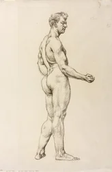 Studio di una figura maschile, 1906-07 circa (gesso nero su carta)