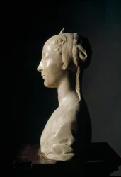 Busto di giovane donna. Scultura in marmo di Desiderio da Settignano (ca. 1430-1464). Dimensioni: 146 cm. Firenze, Museo Nazionale del Bargello