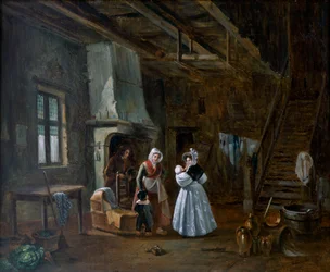 Interno con figure, XIX secolo