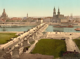 Altstadt, vista dal Ministero della Guerra, Dresda, Germania, c.1900